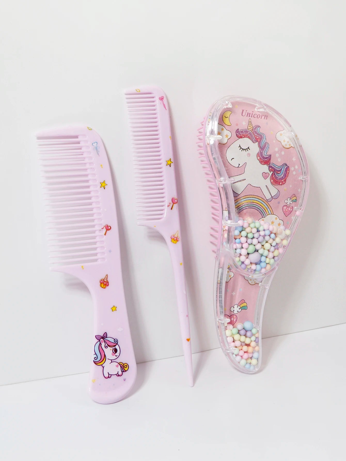 3pcs cartoon comb set, wet and dry dual-use, hair styling, suitable for any hair texture, gift set, special for real hair wigs