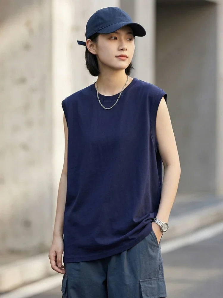 Women's ribbed-cuff cotton tank top — view 3 of 15