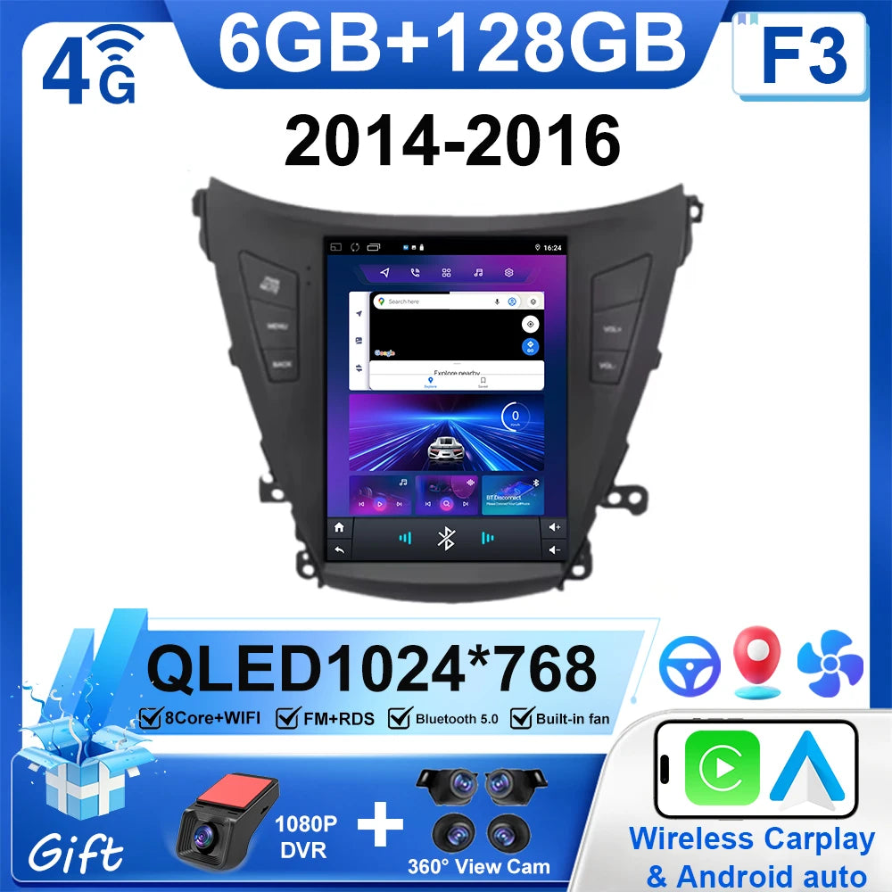 9.7" Car Stereo with Apple CarPlay & Android Auto, Compatible with Hyundai Elantra 5 (2011-2016)