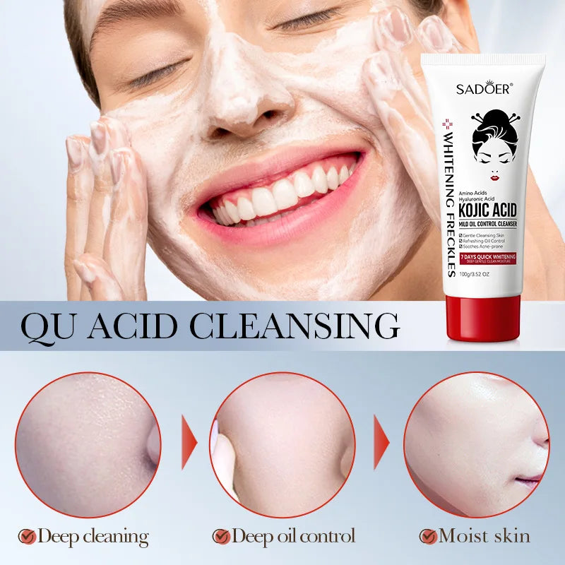Kojic Acid Facial Cleanser Face Wash Foam Facial Cleansing Mossee Moisturizing Brightening Shrink Pores Facial Skincare Products