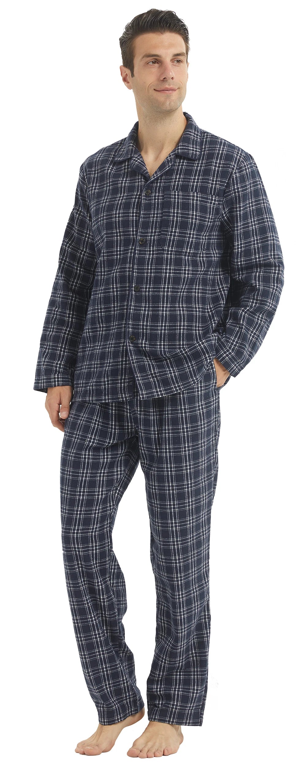 Men's Flannel Plaid Pajama Set - Button Shirt & Pants with Pockets - photo 7