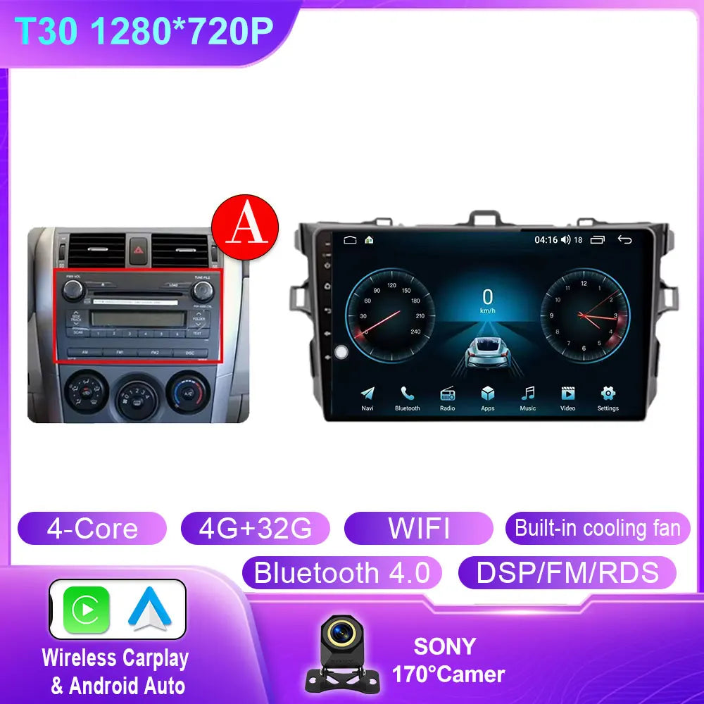 Android 14 For Toyota Corolla 2006 2007 2008 2009 2010 2012 2013 Carplay stereo Car Radio Navigation GPS Multimedia video NO DVD