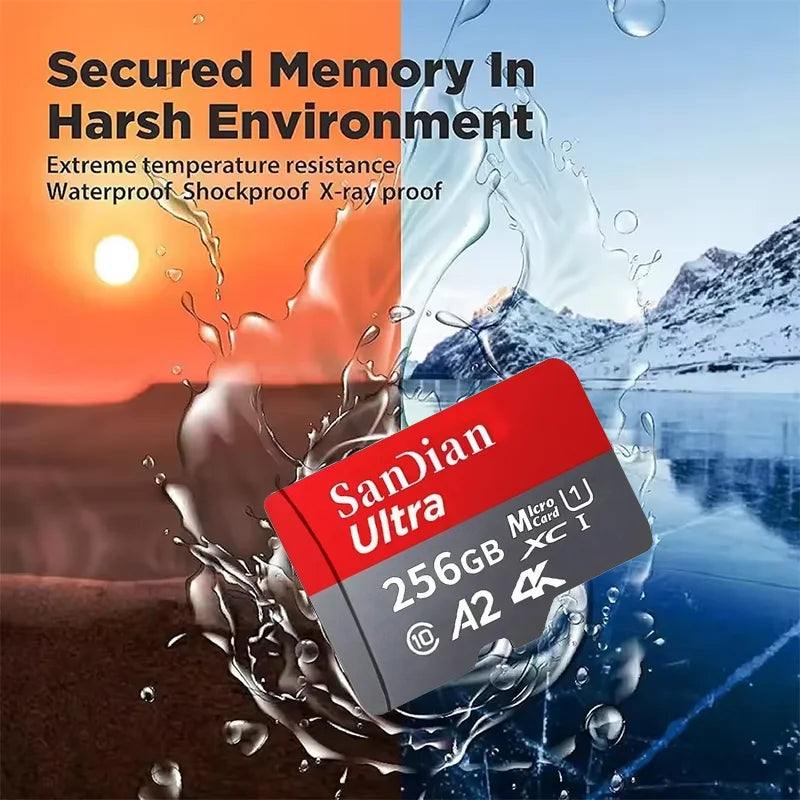 A2 U3 SD Memory Card 128GB 256GB High Speed TF Card 4K Video Recording for Tablet Surveillance Camera Shockproof Dustproof