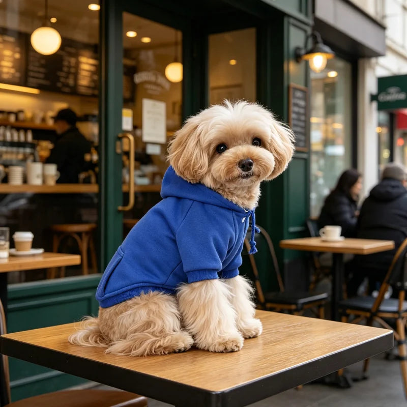 Solid Color Dog Hoodie with Pocket - Sporty Pullover