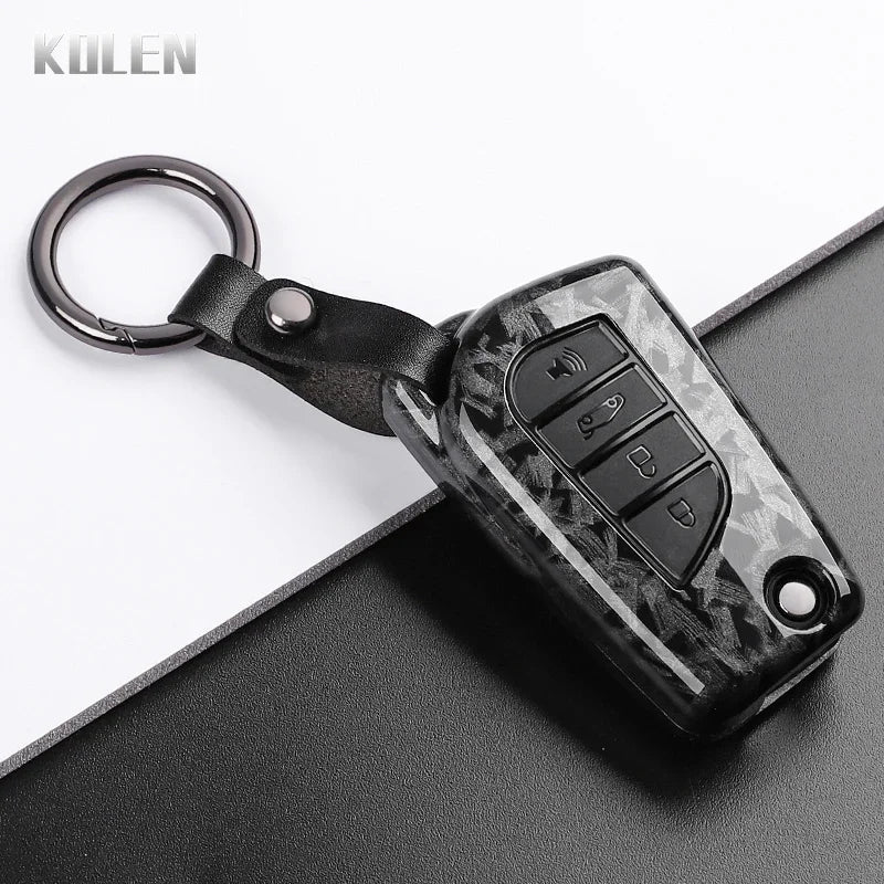 For Toyota Camry RAV4 Forturner Hilux Auris Corolla Avensis Verso Yaris Aygo Scion TC ABS Carbon Fiber Style Car Key Case Cover
