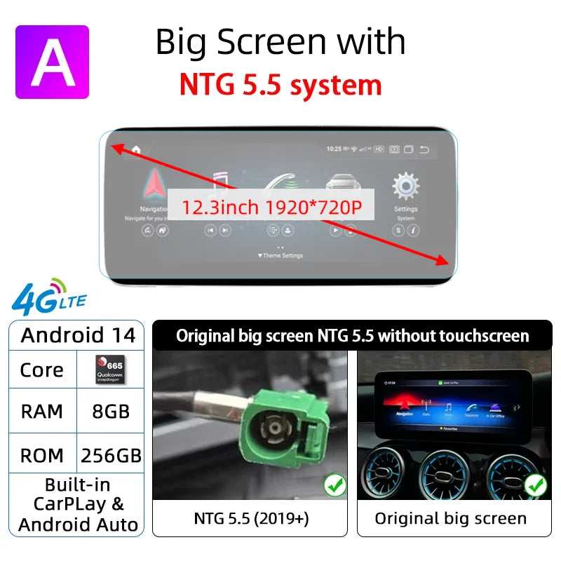 Android 14 Carplay Auto Radio Touch Screen For Mercedes C GLC V W205 X253 W447 NTG 5.5 6.0 2019-2023 Smart Car System Head Unit