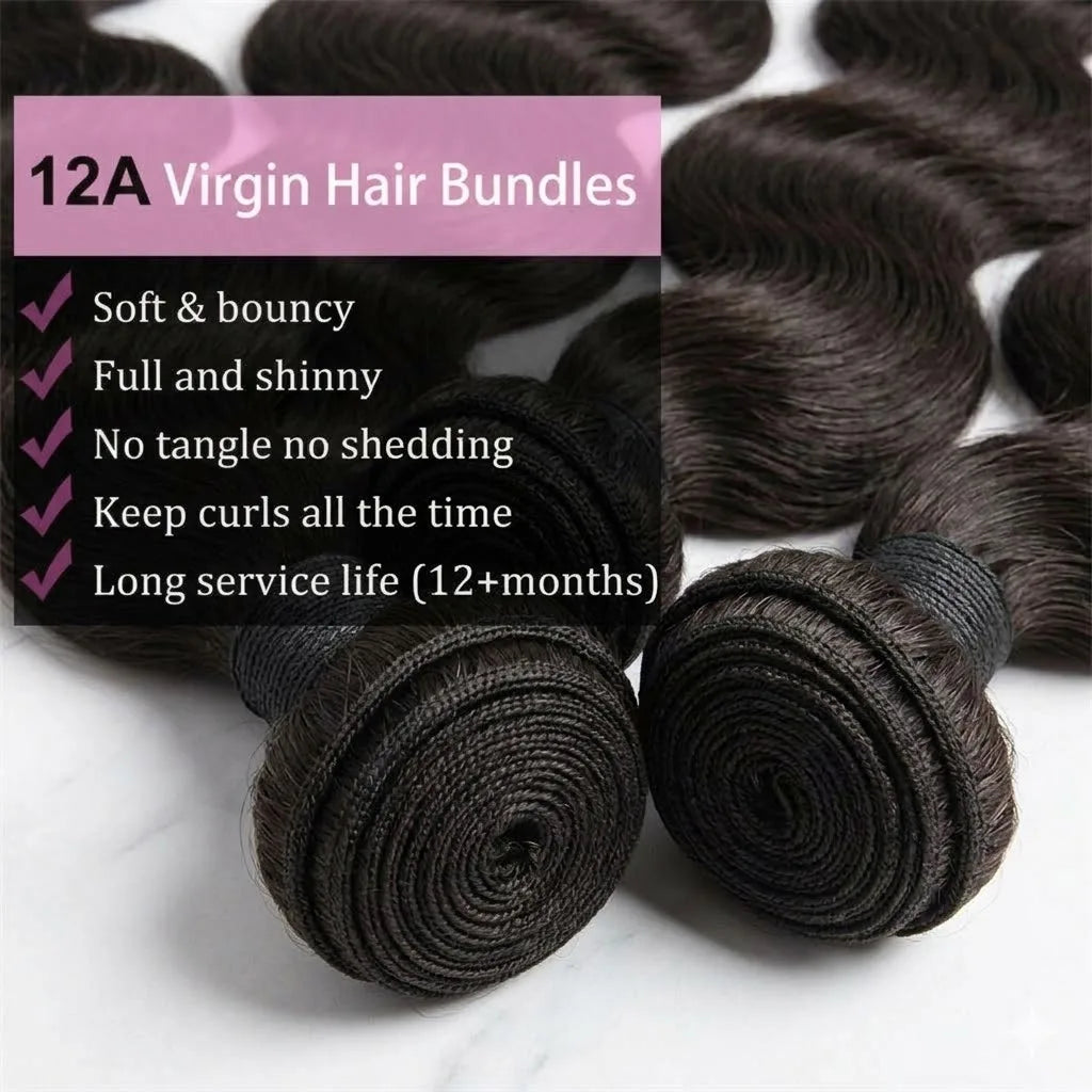 14A Body Wave Bundles Human Hair Brazilian Hair Weave Bundles Natural Black Human Hair Extensions 3 4 PCS Bundles For Women