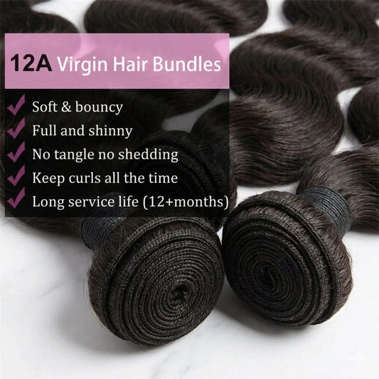 14A Body Wave Bundles Human Hair Brazilian Hair Weave Bundles Natural Black Human Hair Extensions 3 4 PCS Bundles For Women