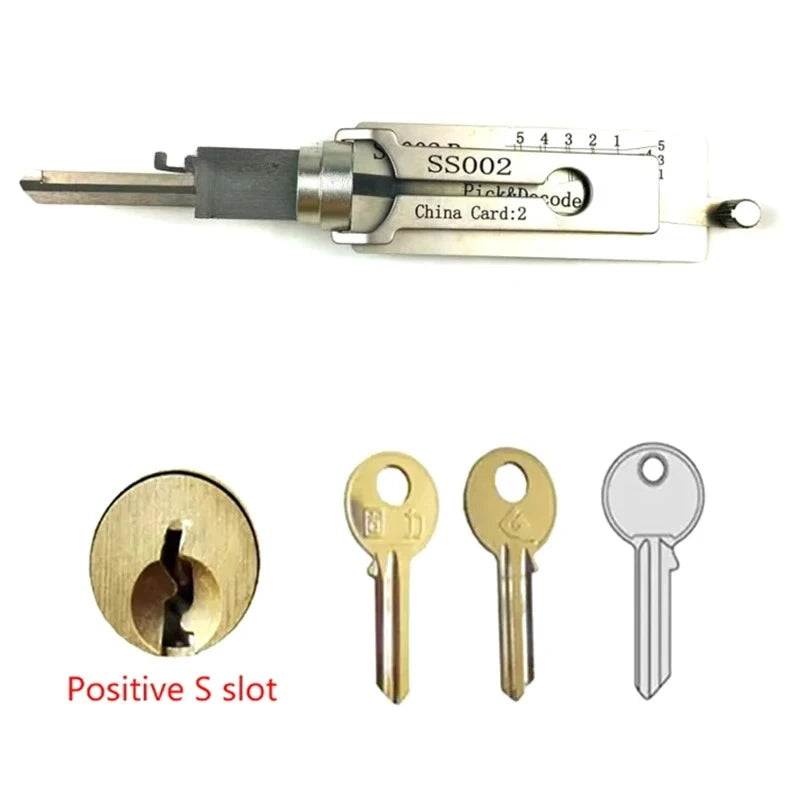2026 NEW Locksmith Tool Set SS002 2-in-1 Implement for Servicing or Decoding Specific Models of Home and Civilian Door Locks