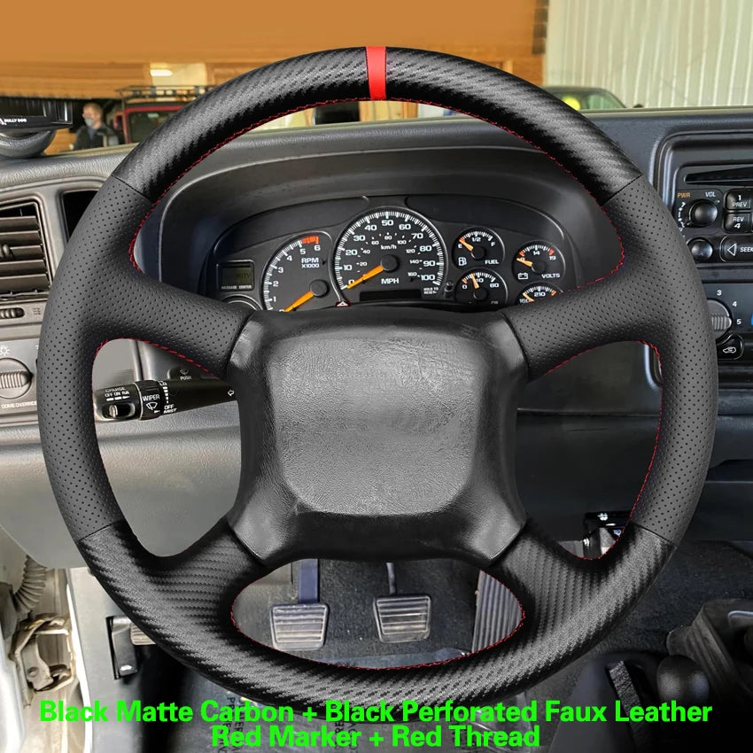 Black Faux Leather Car Steering Wheel Cover For Chevrolet Silverado 1500 Avalanche Blazer K 1500 Chevy Van Tahoe 1999-2002
