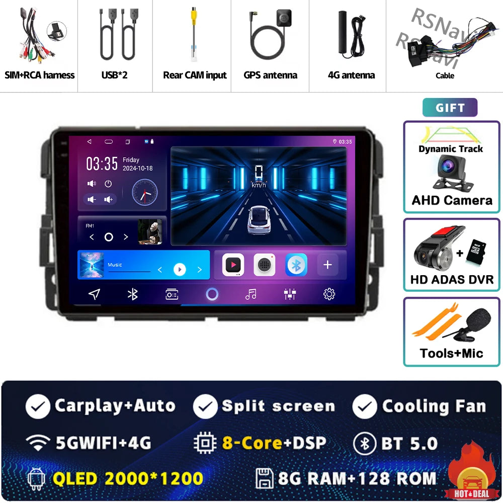 Android 16 Carplay Car Radio for Chevrolet Silverado Impala GMC Yukon Acadia Sierra Multimedia Video Player Navigation Stereo BT