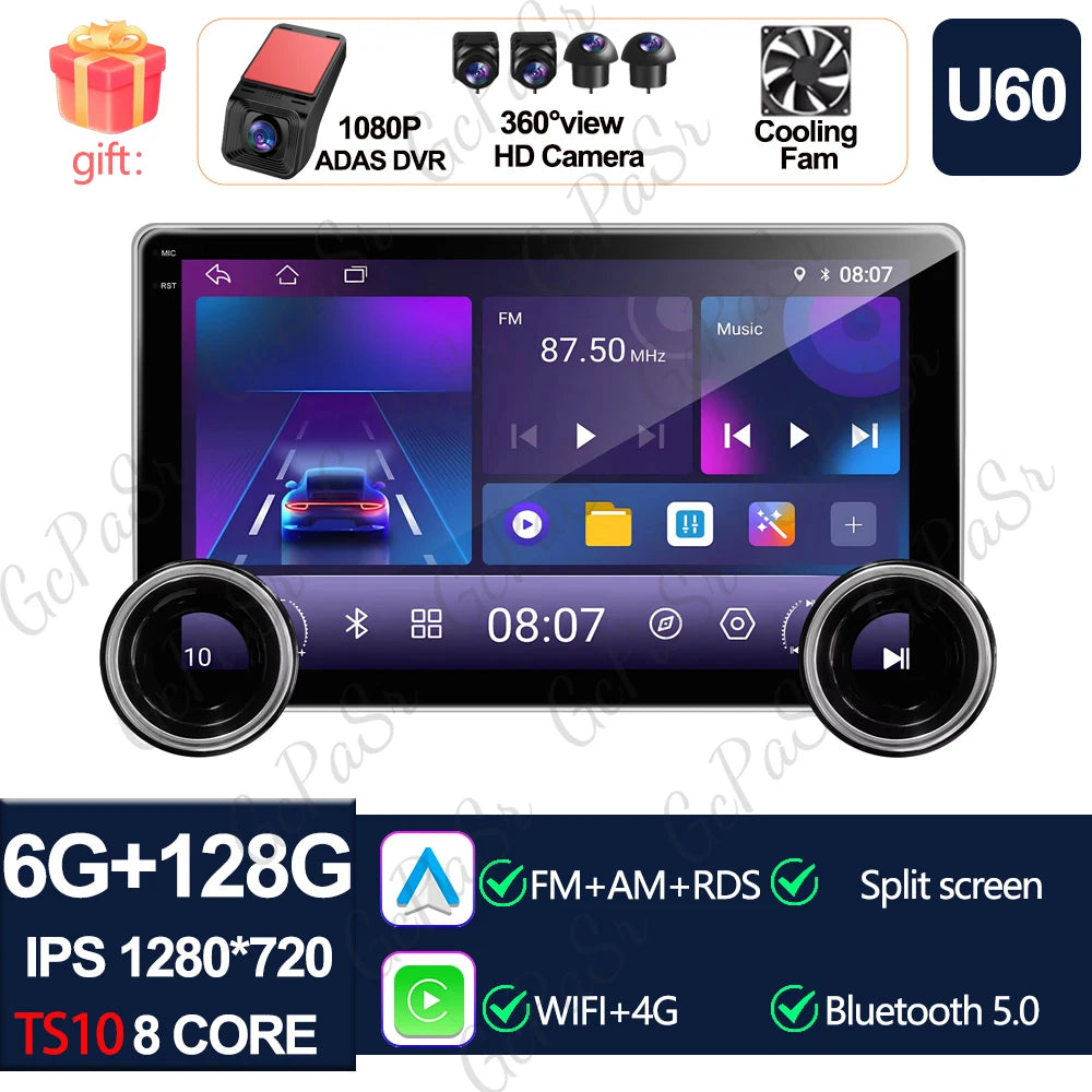 Universal 10" Android Car Stereo — CarPlay, Android Auto, GPS Navigation, Multimedia Player