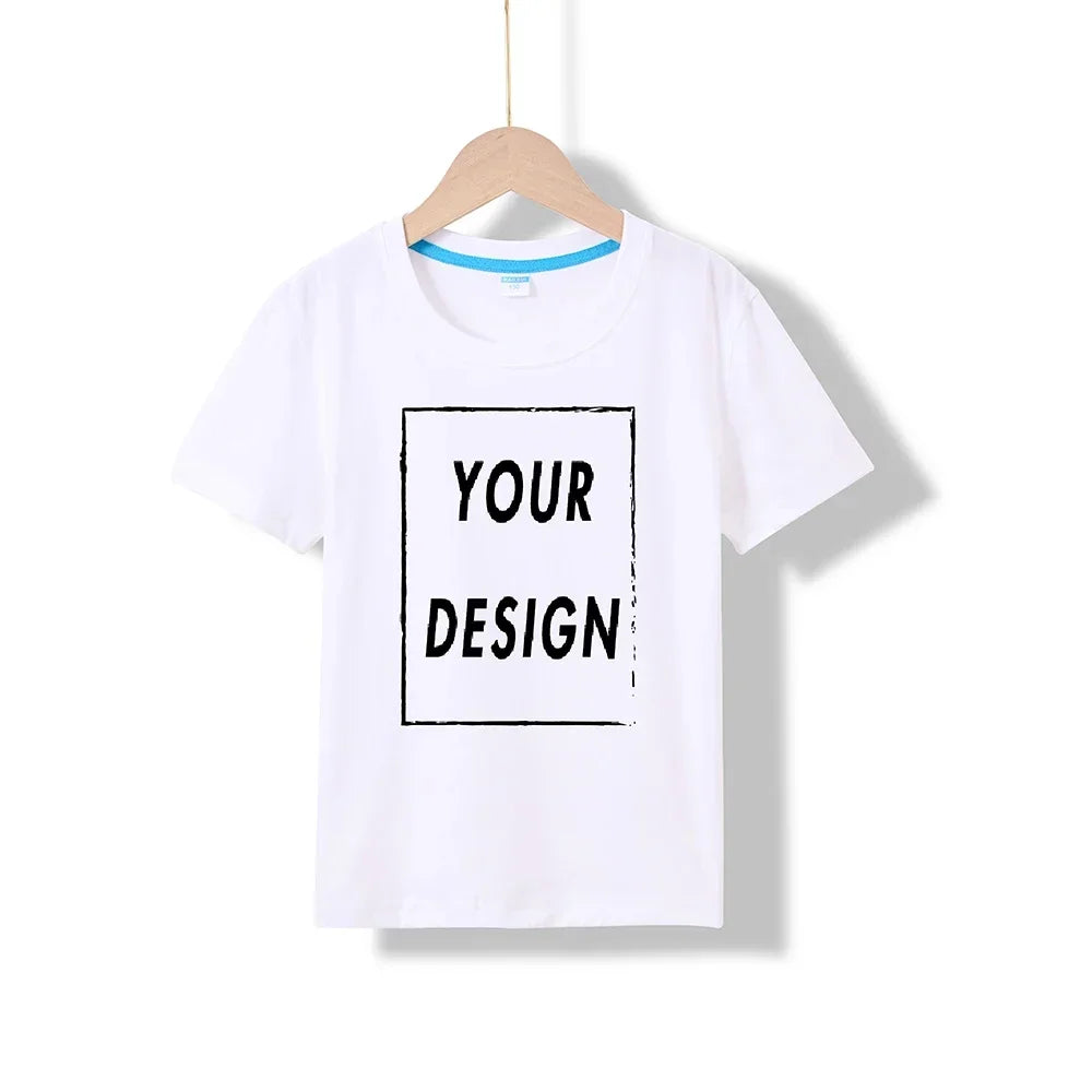 2025 Free Customized Front and Rear Logo Children's Cotton T-shirt, the Best Gift for Boys and Girls