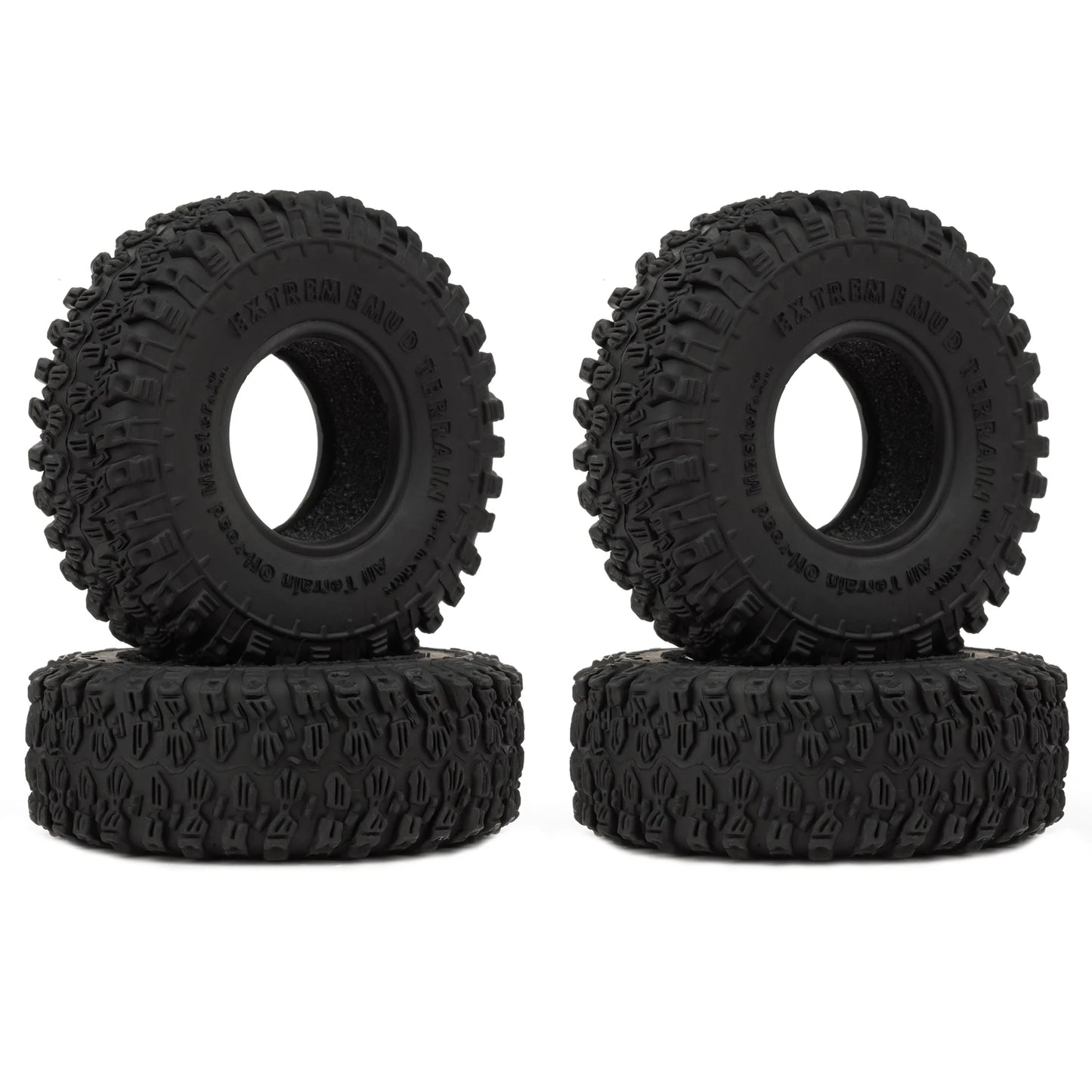 RCXAZ 1.0" Beadlock Wheel Rims 52*19mm Tires Set for 1/18 1/24 RC Crawler Car Axial SCX24 FMS FCX24 TRX4M (W1004-T1014)