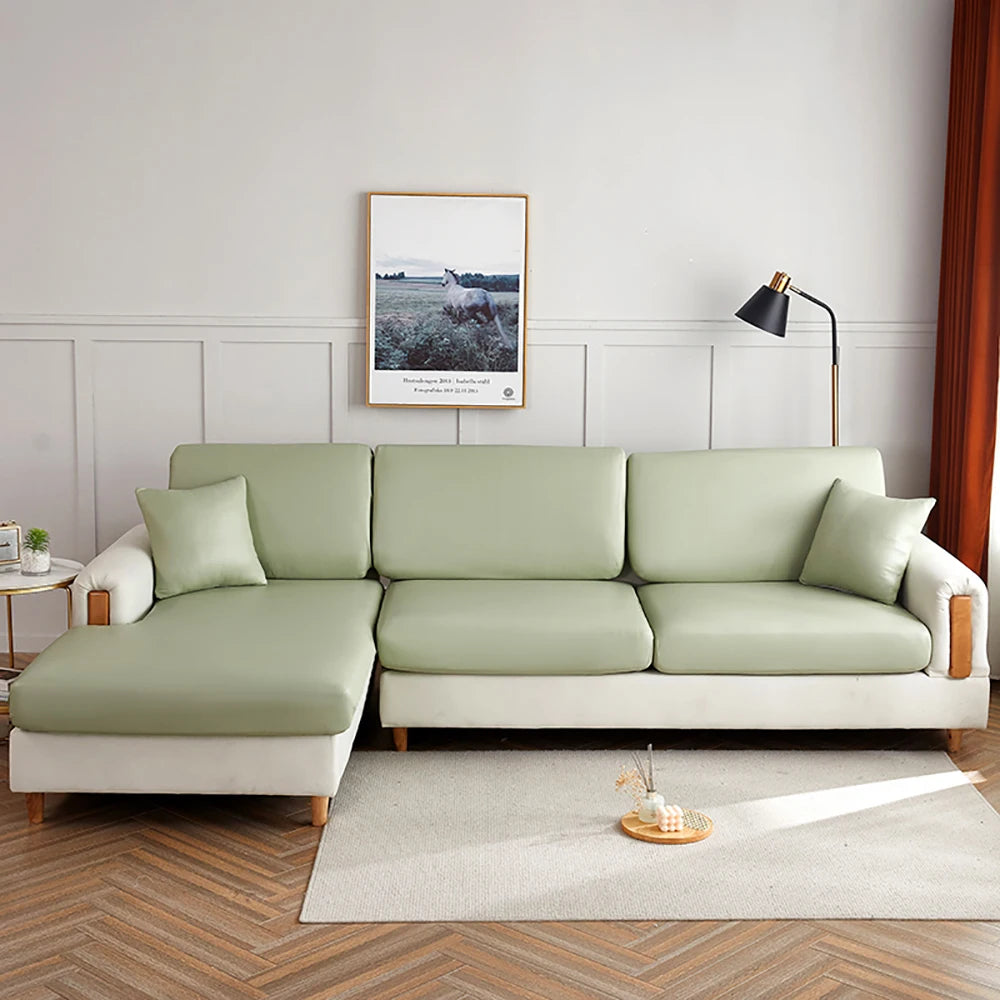 Waterproof PU Leather Sofa Seat Cushion Cover For Living Room Furniture Protector L Shape Corner Armchair Couch Slipcovers