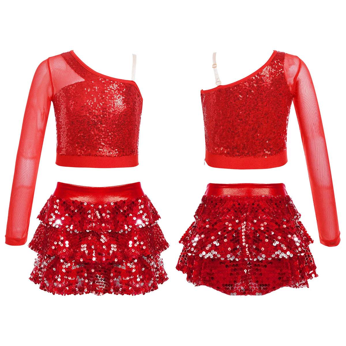 Girls sequin crop top and culotte Latin jazz set
