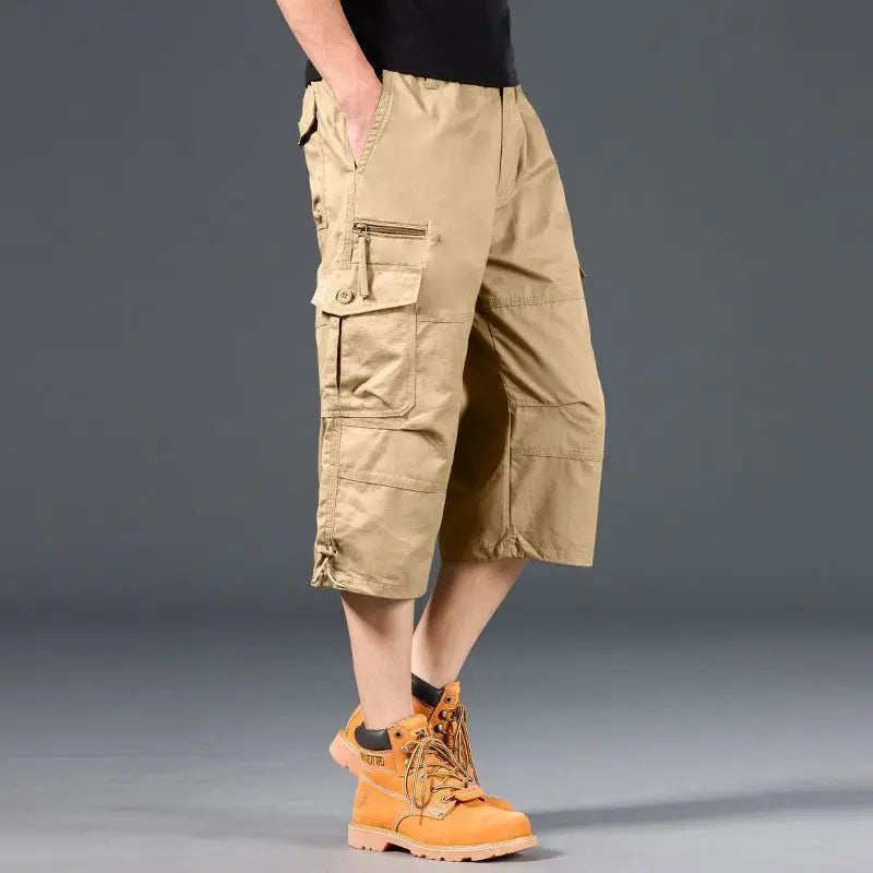 Men's Cargo Shorts — Loose Elastic-Waist Multi-Pocket Casual Shorts