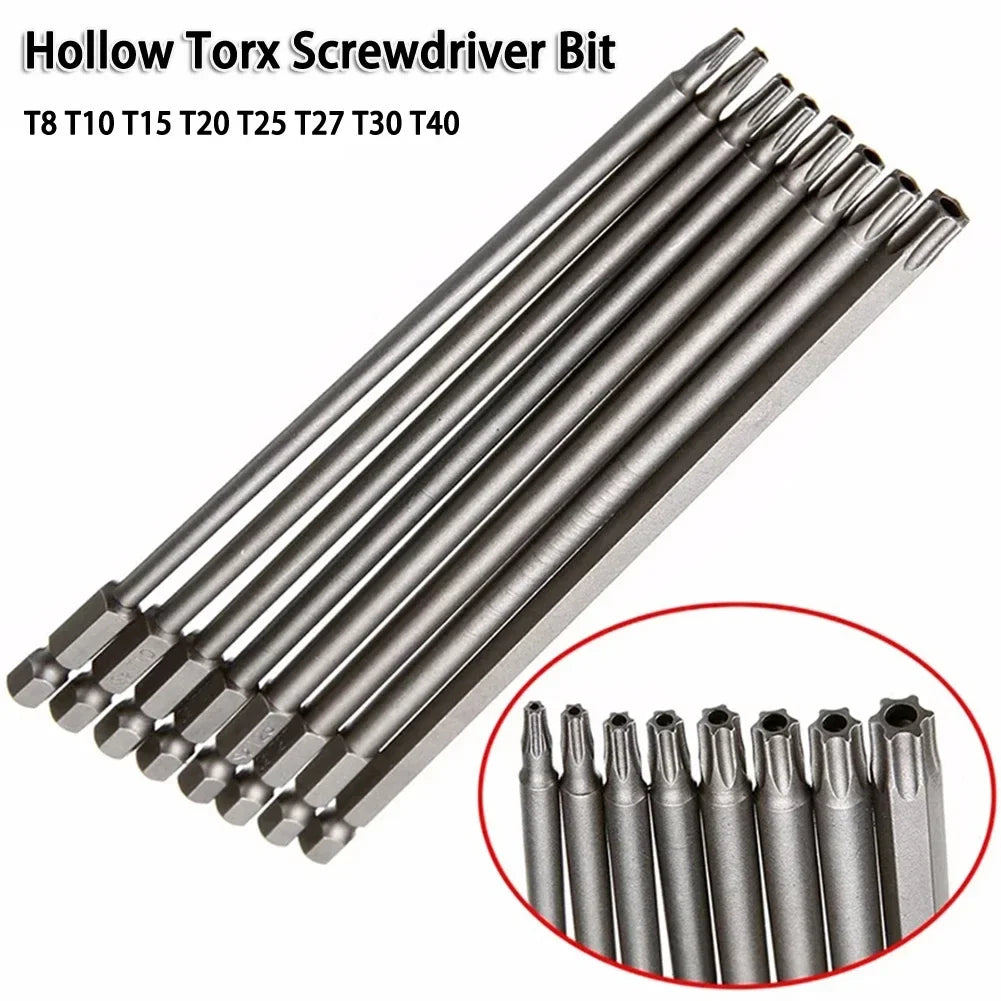8PCS Torx Screwdriver Bit Set 1/4 Inch Hex Shank Magnetic Star Bits T8-T40 for Drill Wrench 150mm 200mm