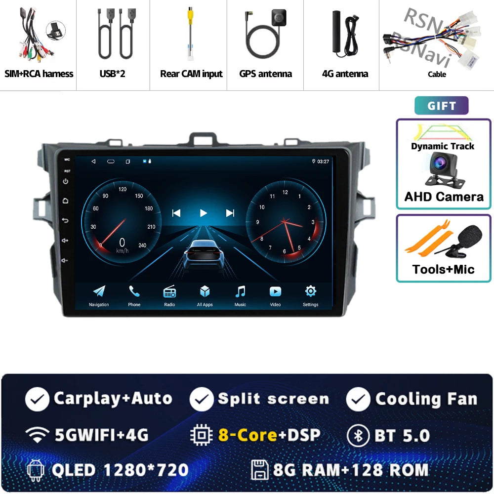 Android 16 Car radio Navigation Multimedia Player For Toyota Corolla 2006 2007 2008 2009 2010 2011 2012 2013 Carplay Auto Stereo