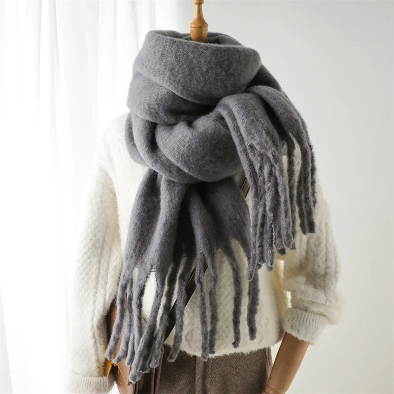 Women's Solid Tassel Blanket Shawl - Long Cashmere-Feel Poncho Wrap - photo 6