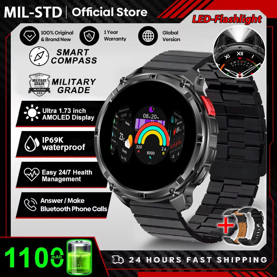 2026 New T-Rex3 Pro 1100mAh Battery Smart Watch GPS path 5ATM Waterproof Sports Run tracker Outdoors Compass Military Smartwatch