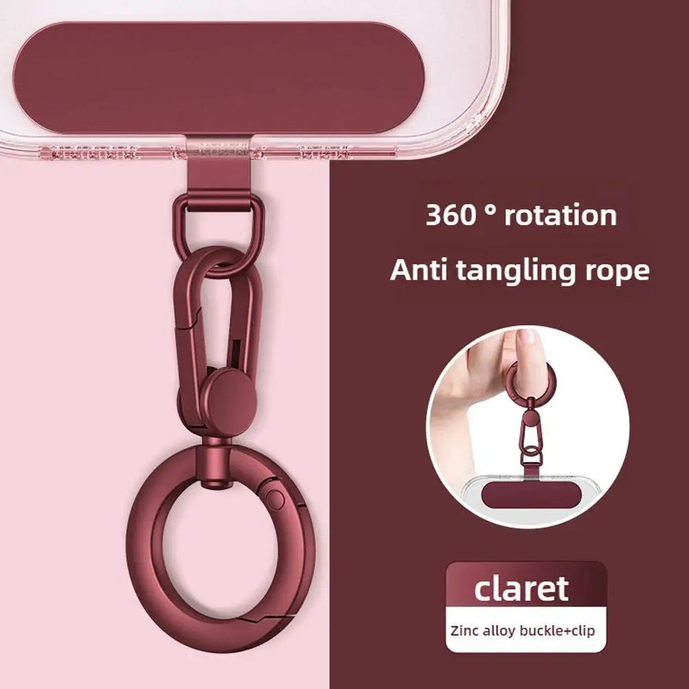 Metal Phone Lanyard Gasket Patch Rotatable Metal Buckle Hanging   Steel Clip Card Cord Tab Mobile Phone Accessories