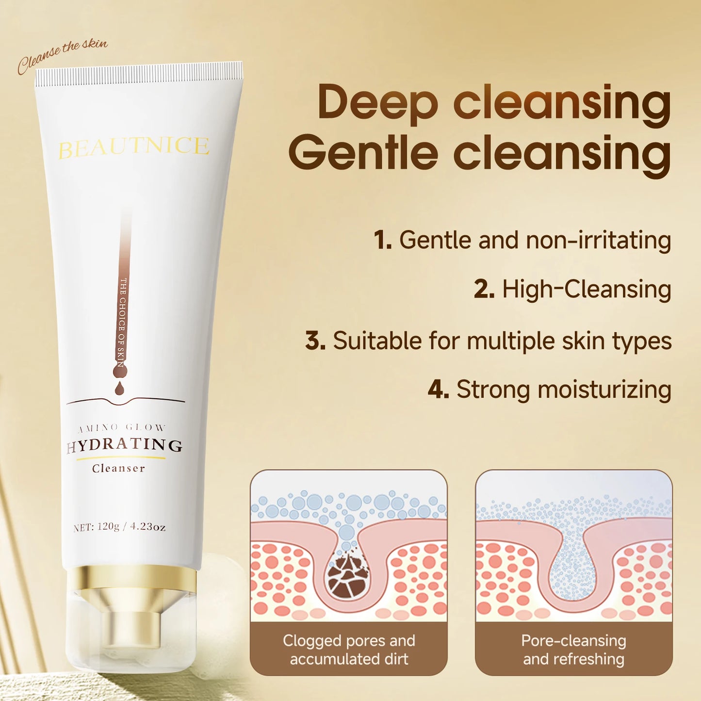 Brightening and Moisturizing Amino Acid Cleansing Milk, Gentle Oil Control and Treatment for Sensitive Skin with Cleansing Milk