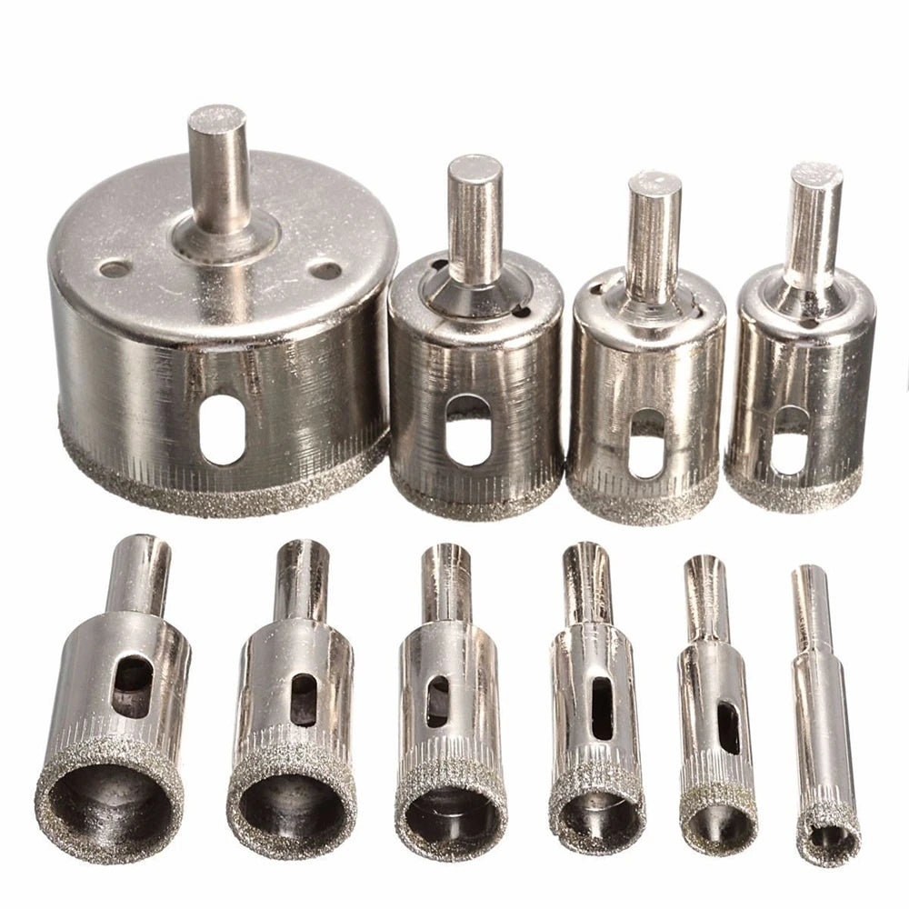 10 Pc Diamond Hole Saw Set 6-30mm for Glass, Tile & Marble