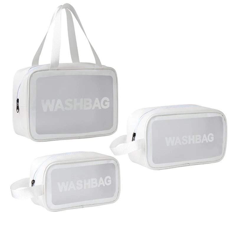Large Capacity Makeup Bag Transparent PVC Waterproof Travel Toiletry Bag Cosmetics Organizer Storage Tote Clear 3Pcs Wash Bags