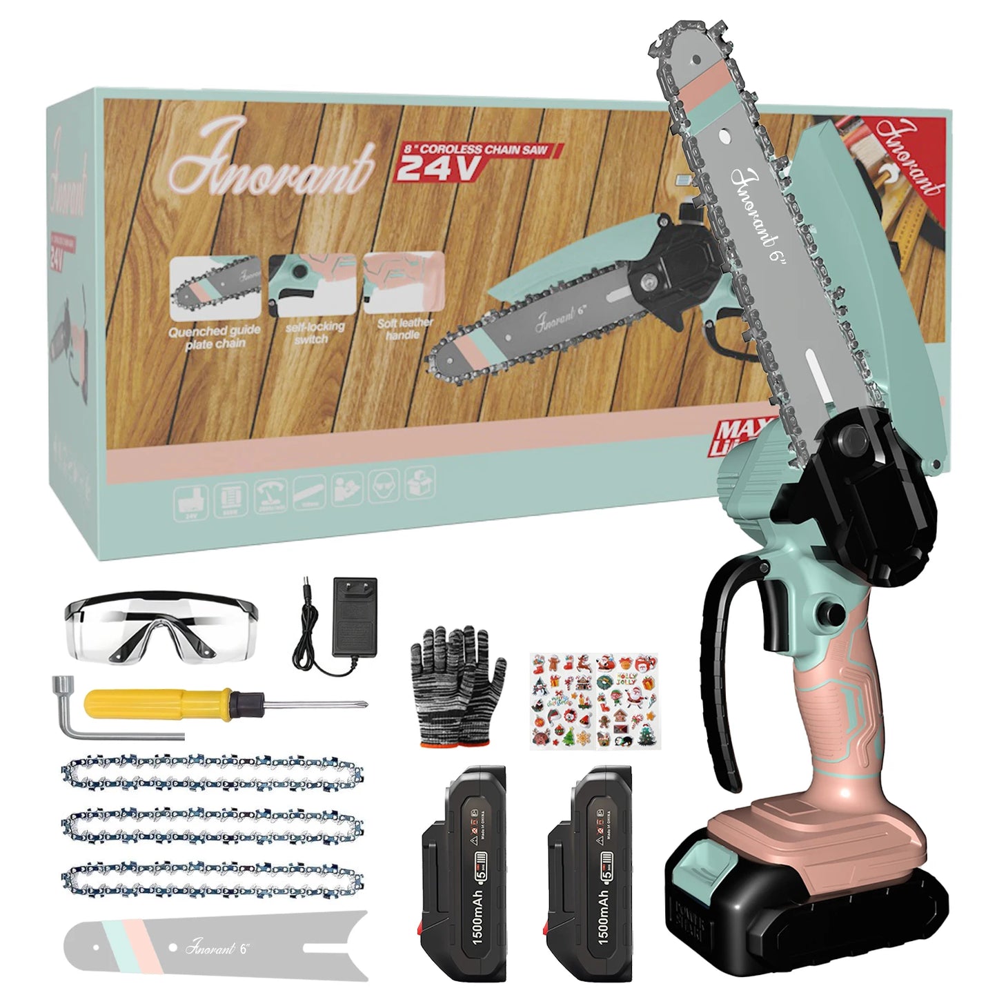 Mini Cordless Electric Chainsaw – 2 Batteries Included | Handheld Portable Saw for Tree & Wood Cutting