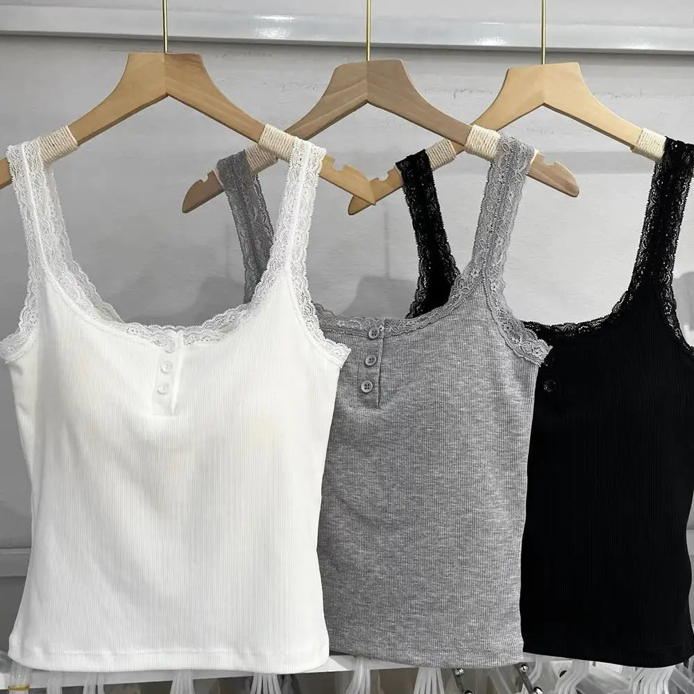 Solid Color Underwear Lace Edge Sexy O Neck Tube Top Chest Female Soft Brassreie With Chest Pad Lace Strap Patchwork Camisole