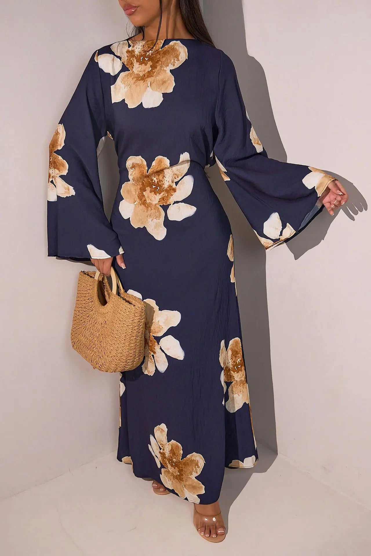 Women's Floral Print Abaya Party Dress – Muslim Kaftan Jalabiya