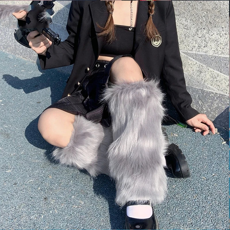 Women's Faux Fur Boot Covers, Harajuku Leg Warmers