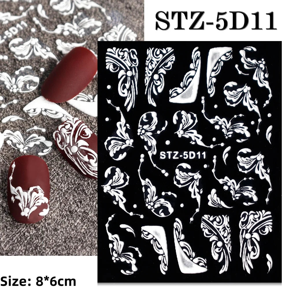 1pc Christmas Nail Art Stickers 5D Winter Holiday Themed Nail Decor Santa/Snowflakes/Christmas Trees/Gingerbread Nail Supplies *