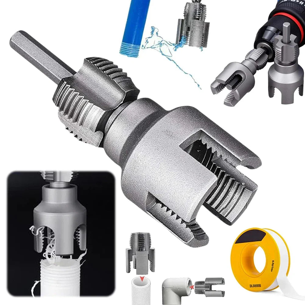 PVC Pipe Threading Tool — Internal and External Thread Cutter for Electric Drill, Ships from US