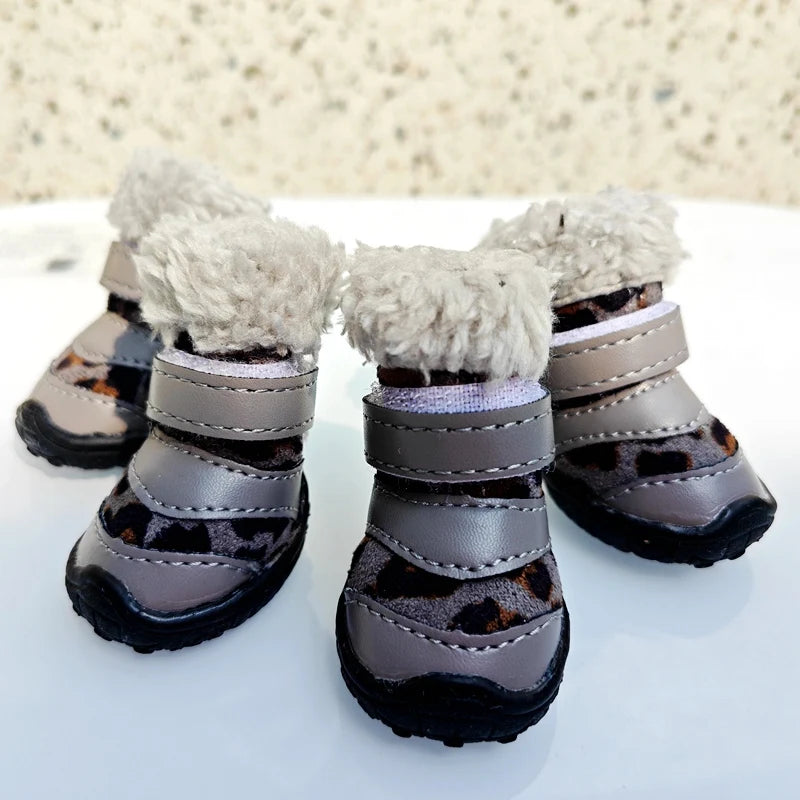 Leopard Print Dog Boots Set of 4 - Warm Winter Shoes for Small Breeds - photo 8