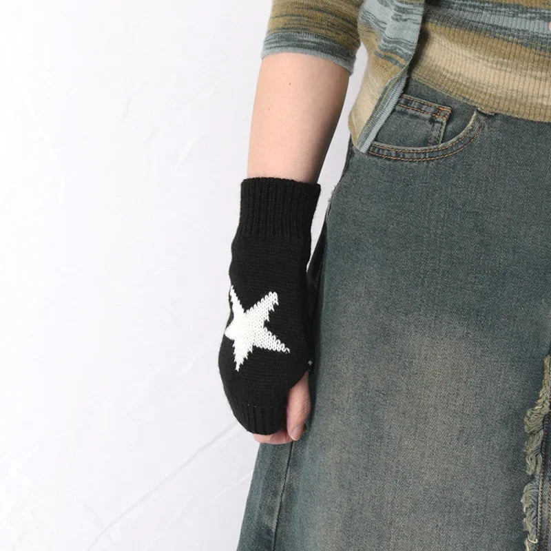 Women's Knit Half Finger Gloves - Y2K Style Fingerless Mittens - photo 6