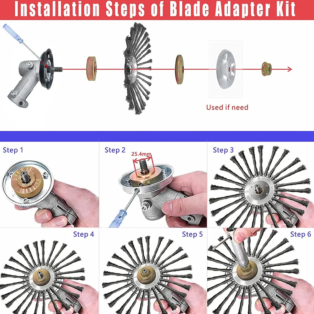 4/5/10Inch Weed Brush Cutter Head Lawn Mower Universal Grass Trimmer Head Steel Wire Wheel Brush Disc Garden Trimmer Head Weed