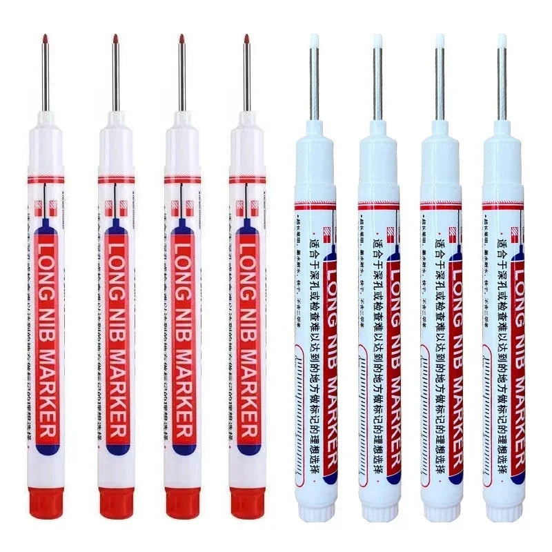 8Pcs/Set 20mm Deep Hole Long Nib Head Markers For Metal Perforating Pen Waterproof Bathroom Woodworking Decoration Multi-Purpose