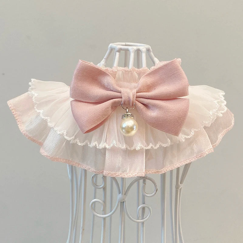 Princess Style Pet Scarf Collar - Cute Bow Tie Accessory for Cats and Dogs