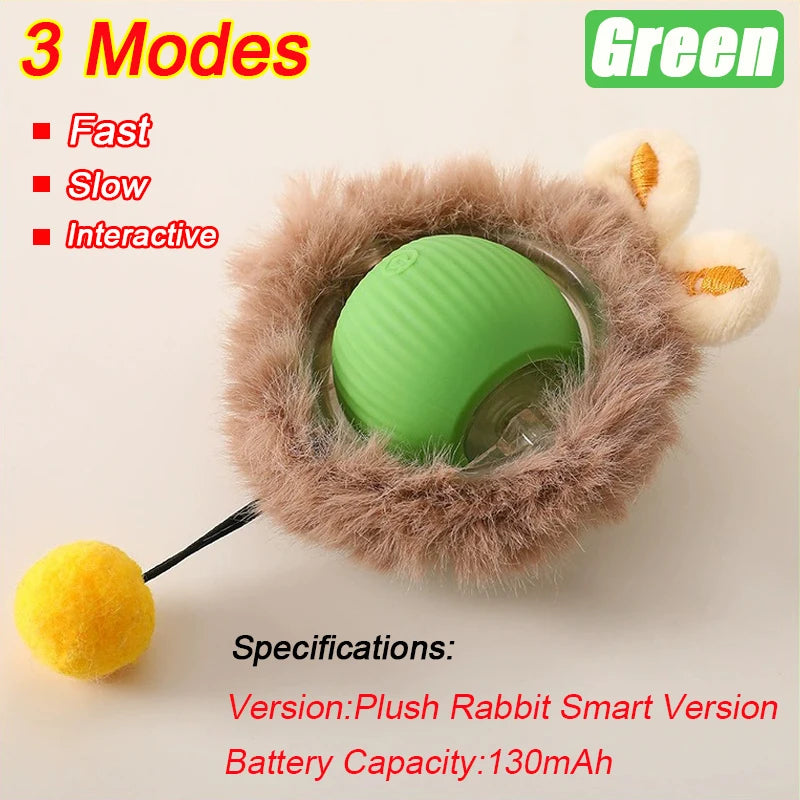 Automatic Rolling Cat Ball with Faux Tail, Rechargeable