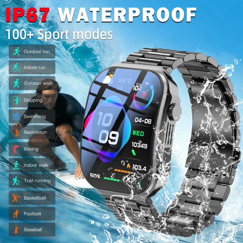 LIGE BWU15 Smart Watch – 2.2" 3D Curved Screen, BT Calling, Heart Rate, Blood Oxygen & 100+ Sports Modes | IP67
