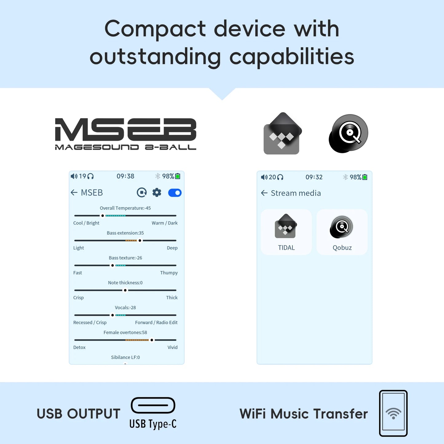HiBy R1 HiFi Audio Music Player MP3 USB DAC WiFi Bluetooth 5.1 DSD256 PCM384kHz/32bit X1600E CS43131 MSEB Web Radio 3.5mm Output