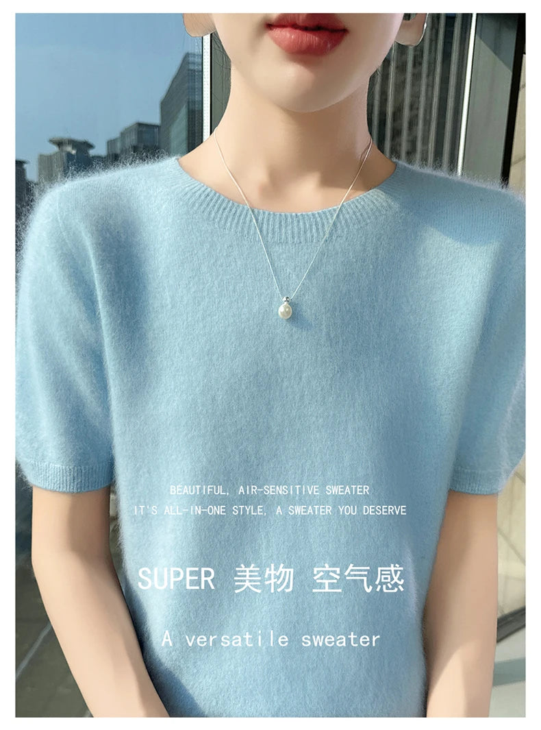 Women's Short Sleeve Knit Sweater Top