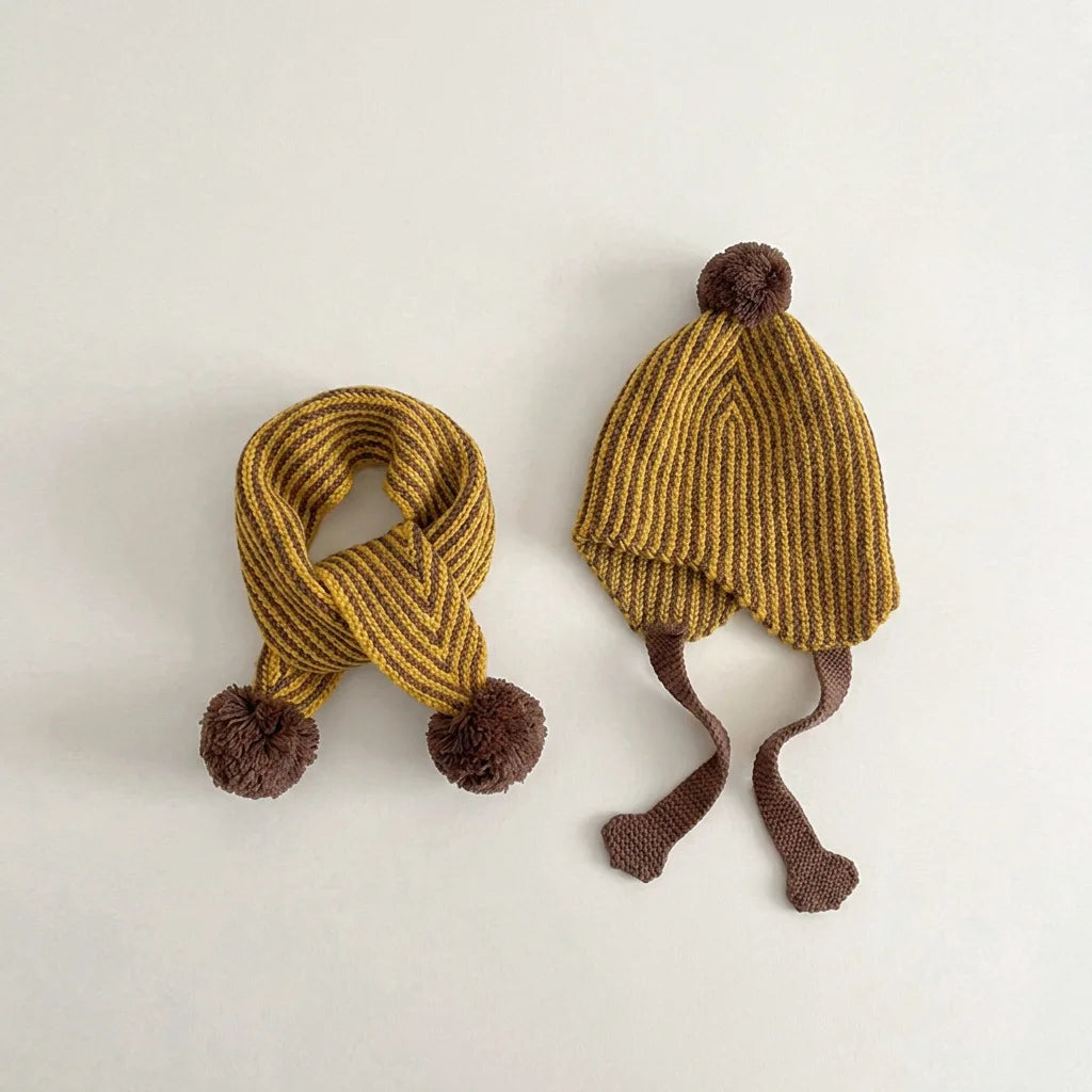 Kids Knit Hat and Scarf Set - Winter Neck Warmer Set 2-6T - photo 7