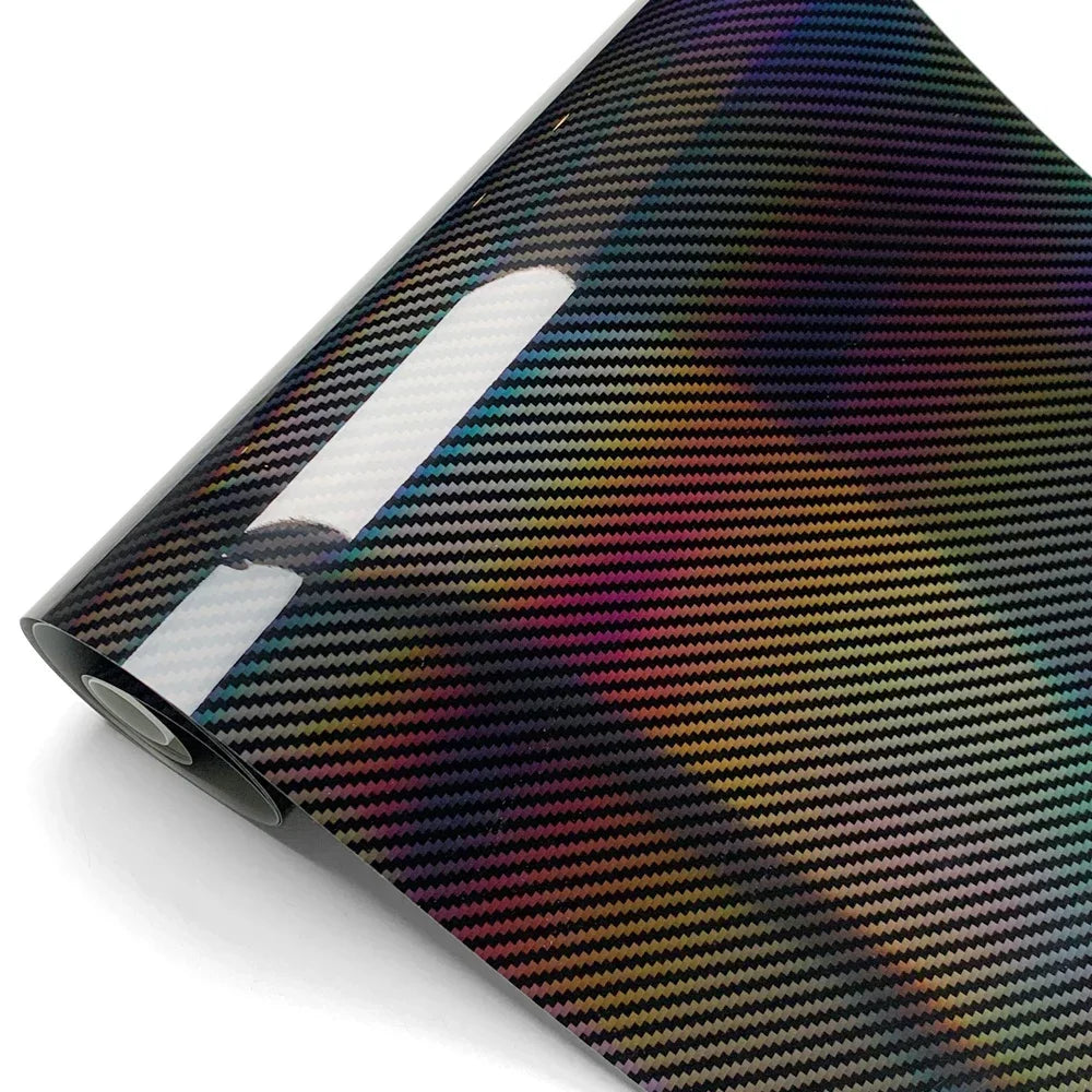 Laser Rainbow Carbon Fiber Stickers Gloss Car Vinyl Wrap Film Air Release Bubble Free Waterproof Sticker Tunning Car Accessories