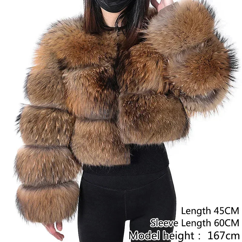 Women's Fox Fur Coat with Detachable Sleeves