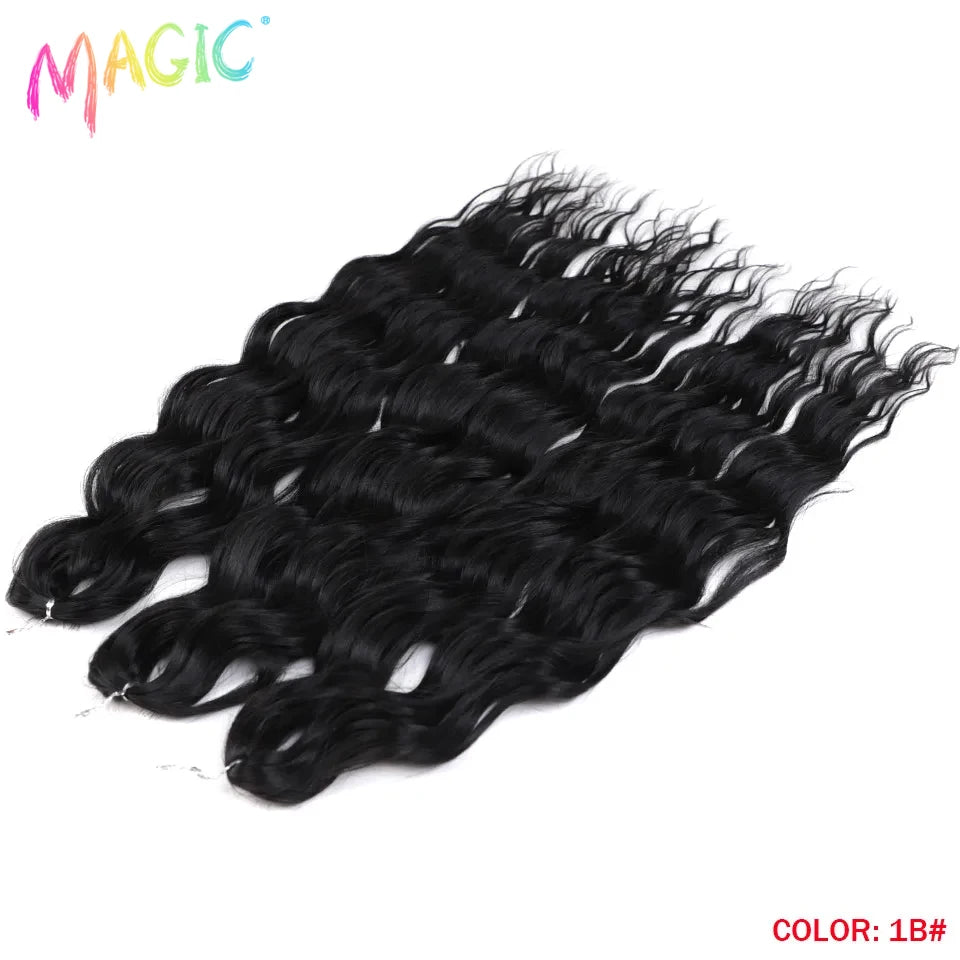 Anna Synthetic Hair 24 Inch Water Wave Braiding Hair Extensions Ombre Blonde Deep Wave Afro Curl Twist Crochet Hair for Women