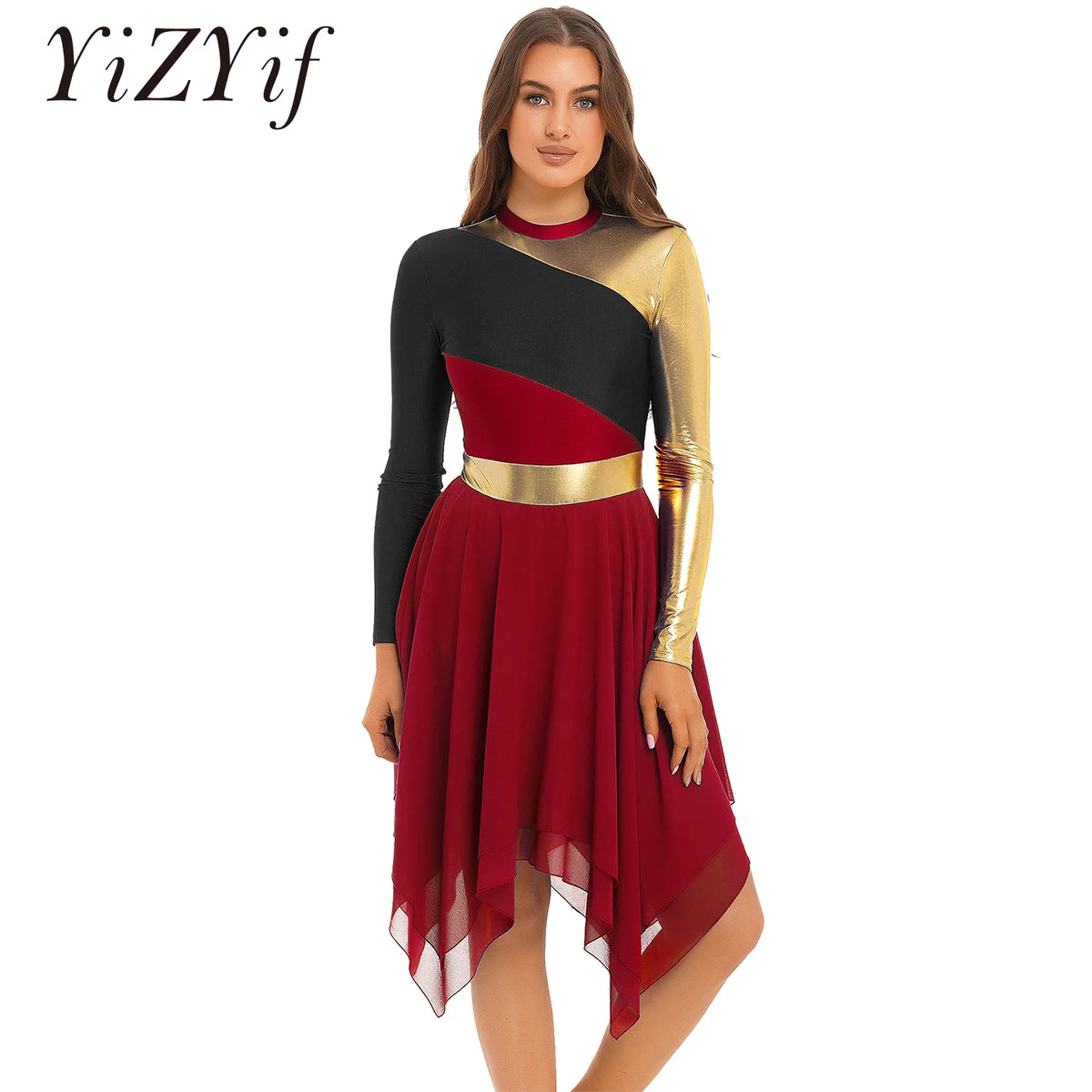 Women's long-sleeve lyrical ballet leotard dress