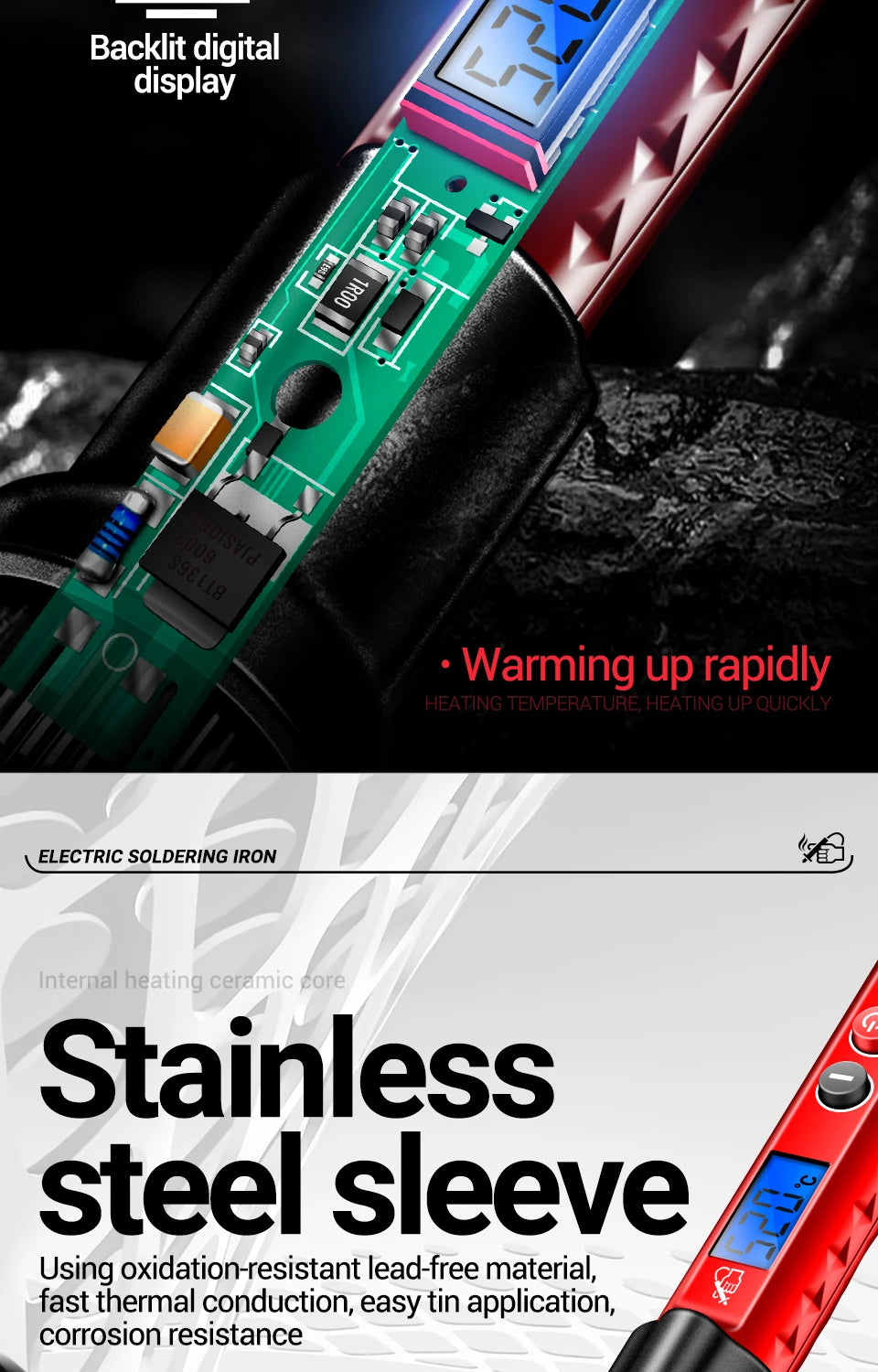 ANENG SL106 Electric Soldering Iron 110V/220V Adjustable Temperature Welding Solder US/EU Plug Professional Welding Tool
